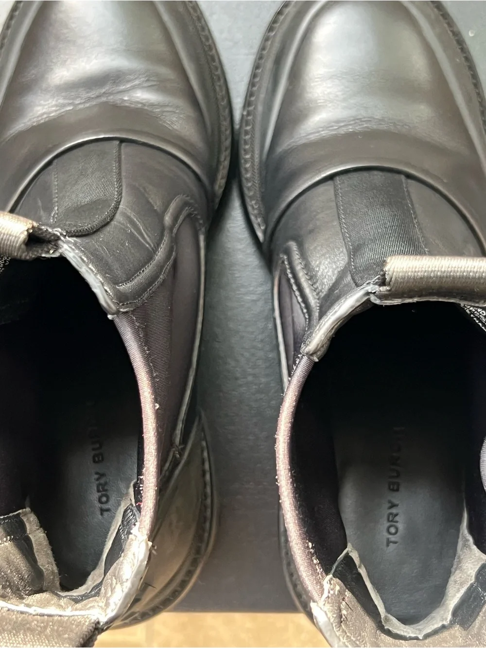Tory Burch Black Leather Lug Sole Chelsea Boots